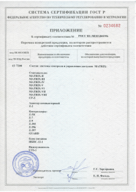 Сертификат соответствия MATRIX (Приложение)